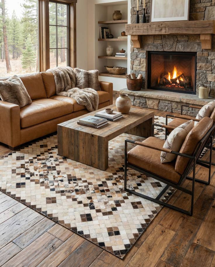 Detail image of 5' x 7' 10 Cowhide Stocks Rug