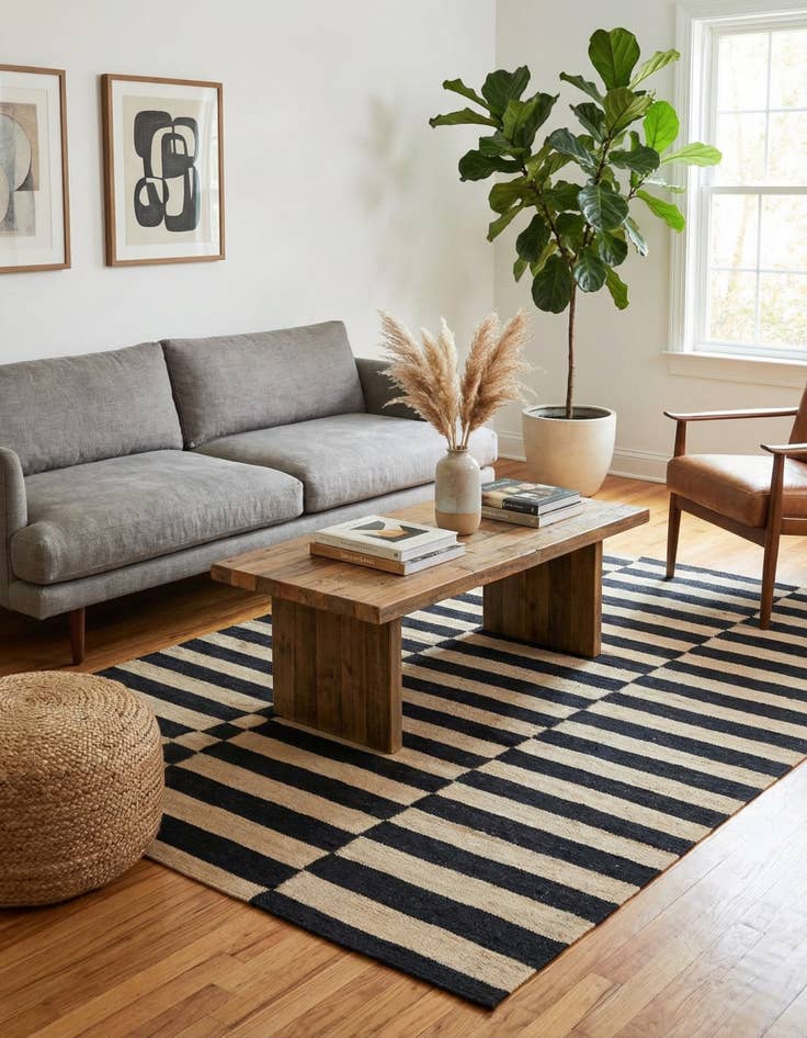 Detail image of 4' 3 x 5' 10  Hand Woven Kilim Modern Wool Rug