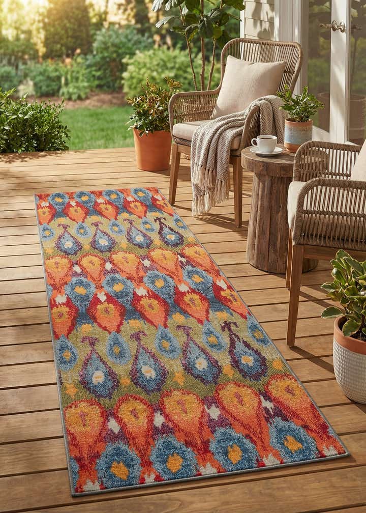 2' 7 x 9' Easy-Clean Modern Indoor / Outdoor Runner Rug