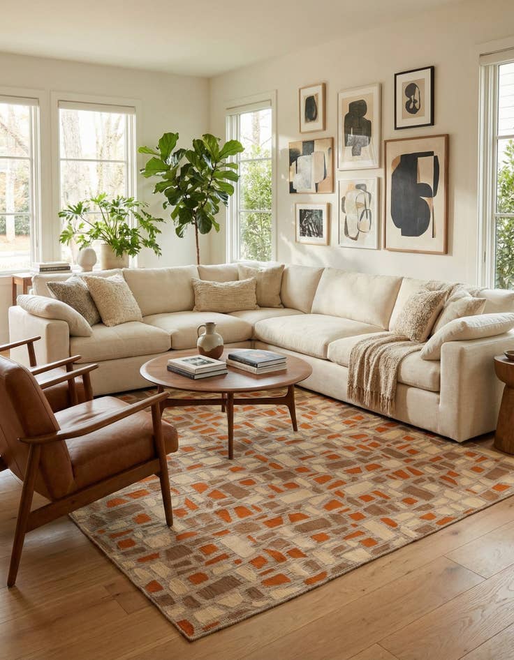 Detail image of  7' 11 x 11' 7  Hand Woven Kilim Modern Rug