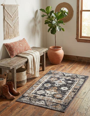 Charcoal Gray Eco Southwestern Rug