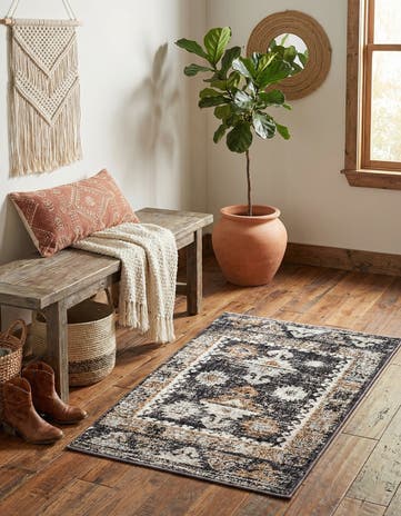 Charcoal Gray Eco Southwestern Rug