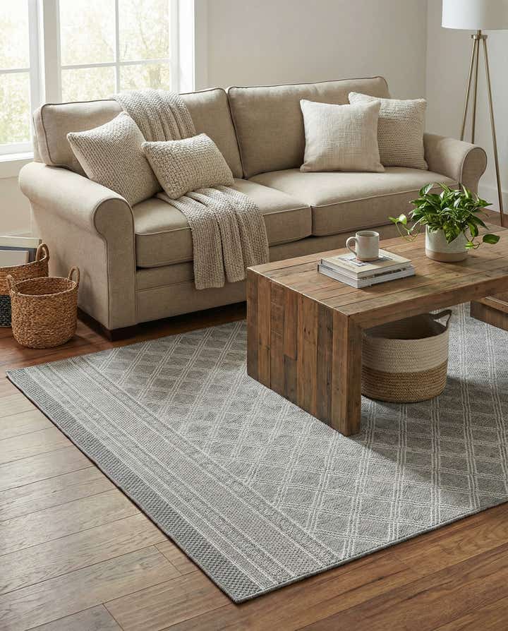 5' 1 x 8' Easy-Clean Trellis Indoor / Outdoor Rug