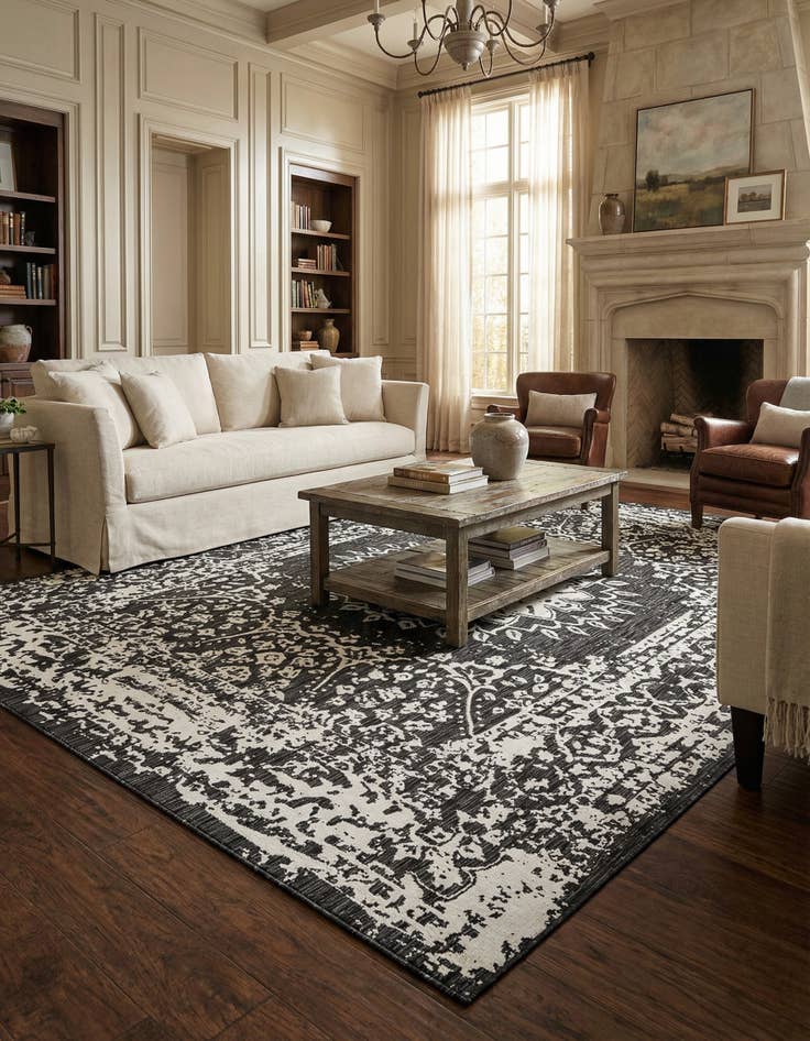 Detail image of  10' x 14'  Washable Traditional Indoor / Outdoor Rug