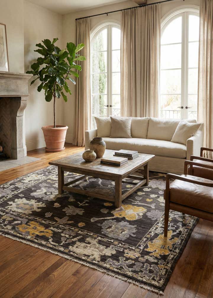 9' 1 x 12' 7 Hand Knotted Oushak Wool Rug