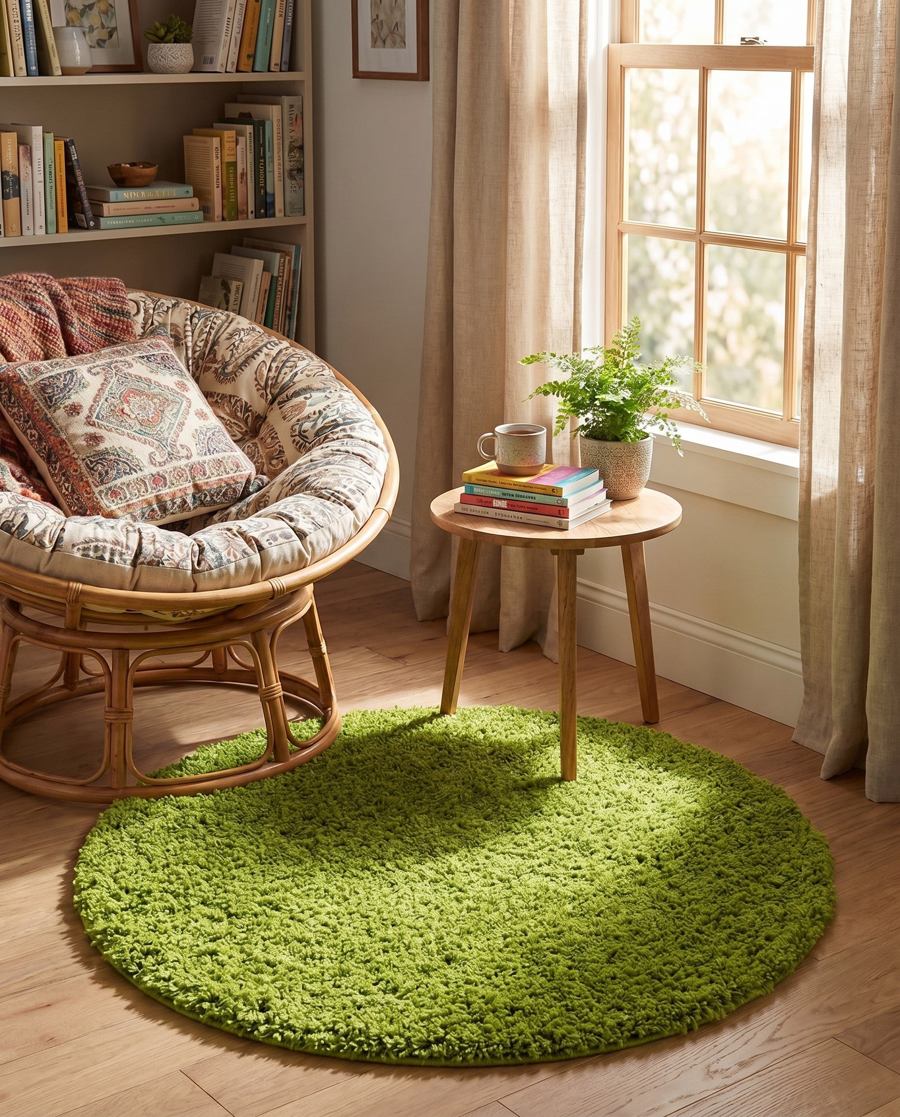 3' x 3' Solid Shag Round Rug