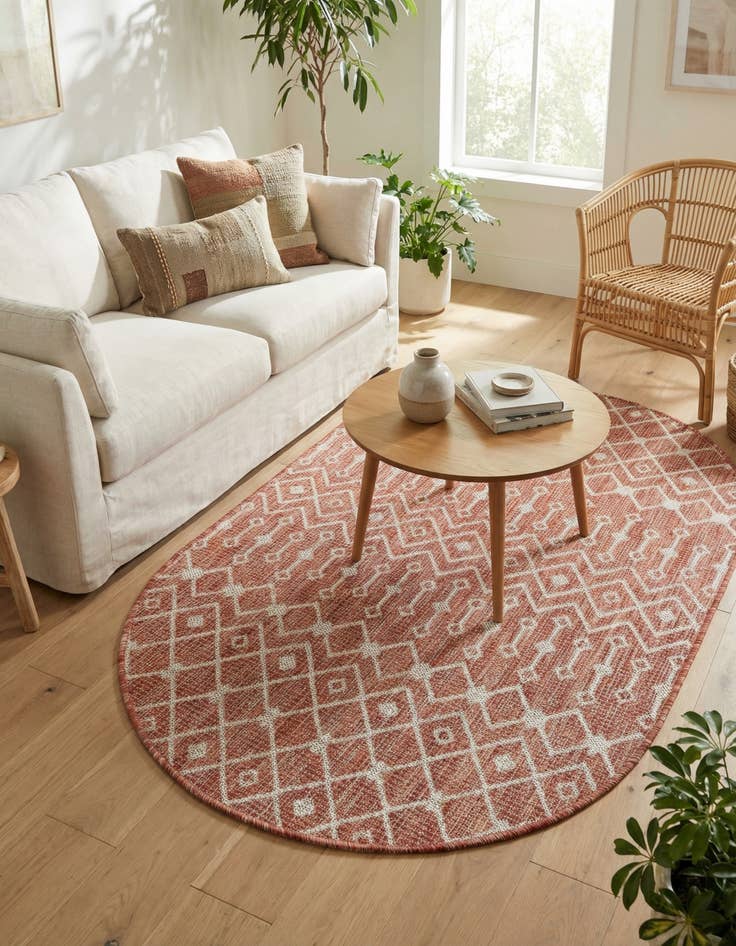 Detail image of 3' x 5' 3  Washable Trellis Indoor / Outdoor Oval Rug