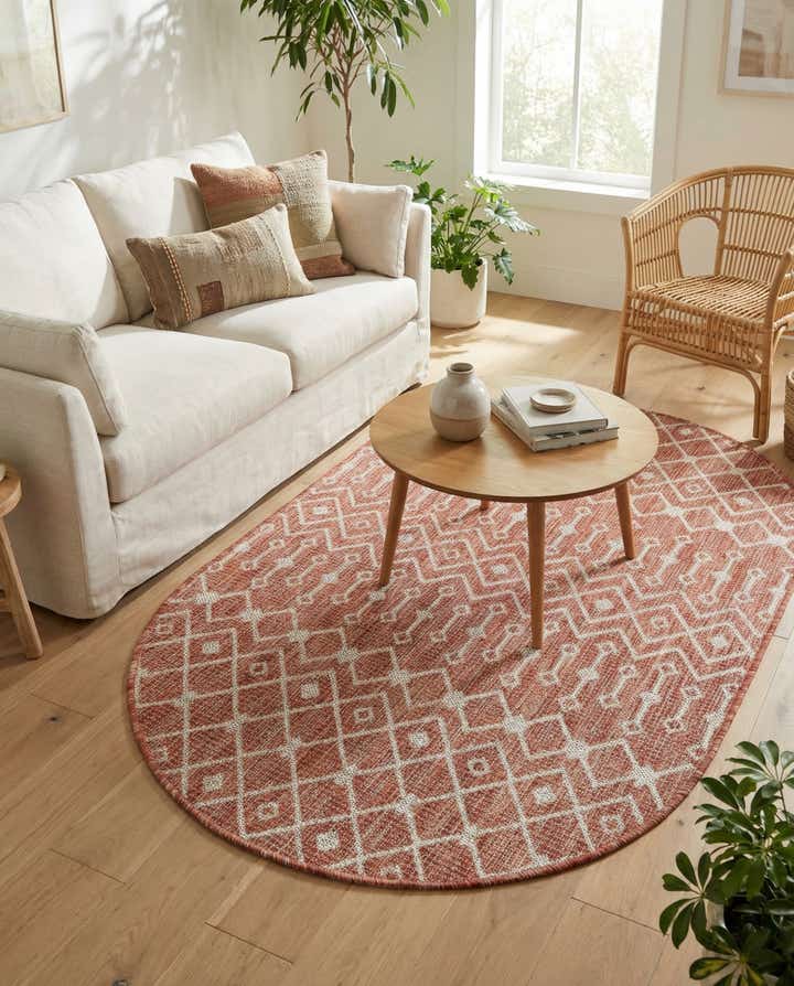 3' x 5' 3 Easy-Clean Trellis Indoor / Outdoor Oval Rug