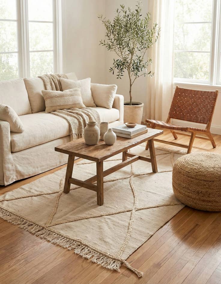 Detail image of 3' 6 x 5' 2  Hand Knotted Moroccan Wool Rug