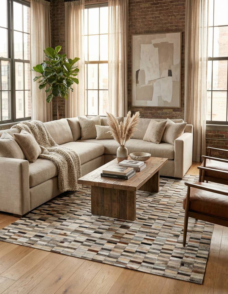 Detail image of 5' 1 x 7' 11 Cowhide Stocks Rug