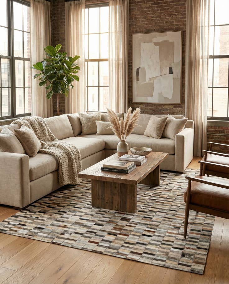 Detail image of 5' 1 x 7' 11 Cowhide Stocks Rug