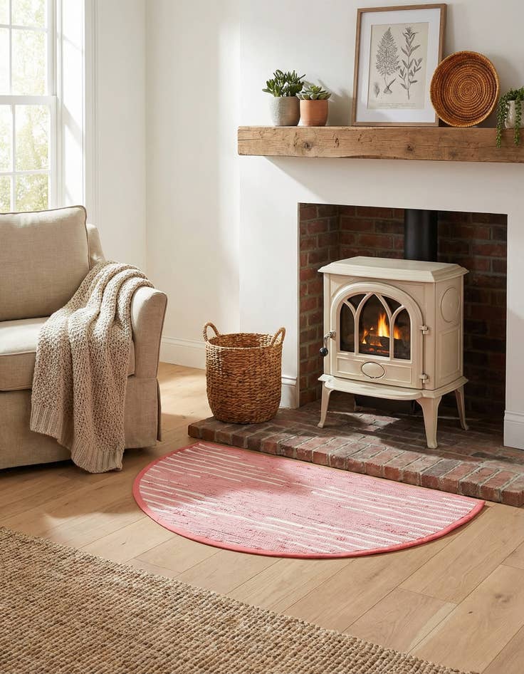 Detail image of  2' 2 x 3' 7  Hand Woven Chindi Cotton Hearth Rug