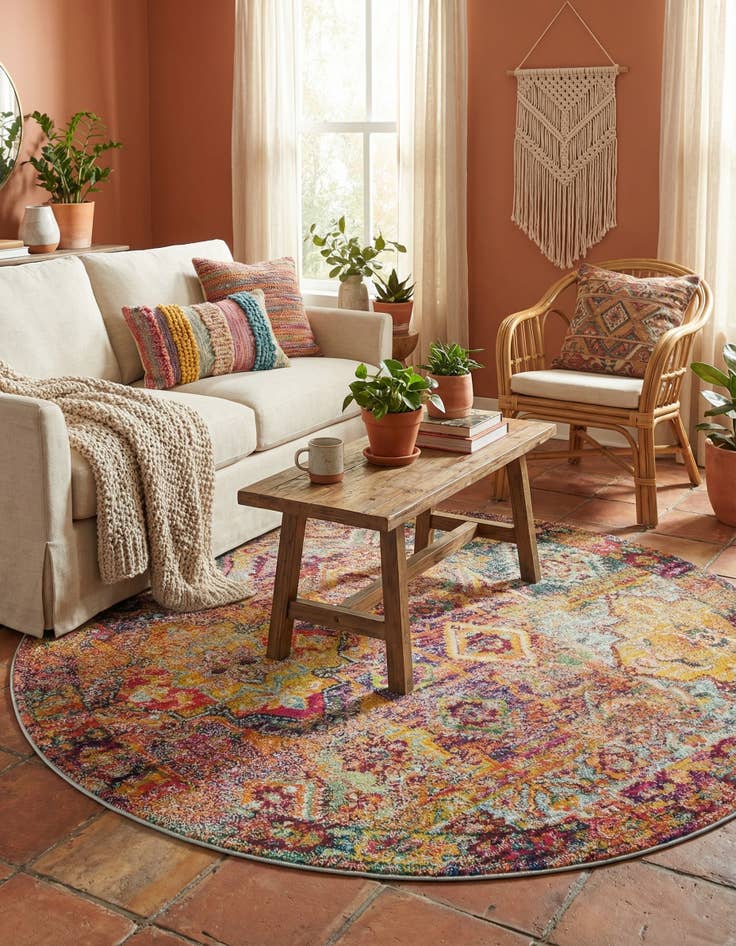 Detail image of 6' x 6'  Washable Alta Round Rug