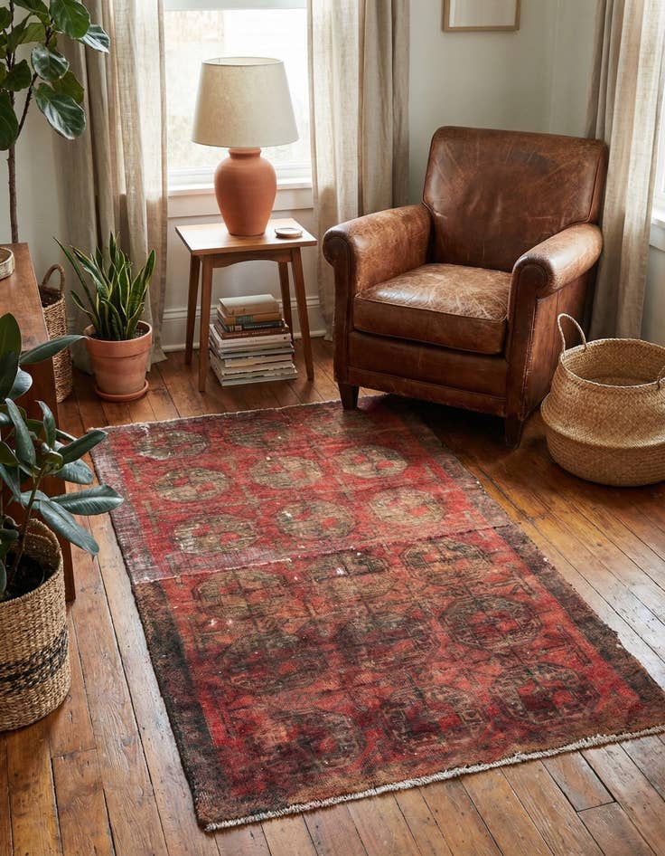 Detail image of 2' 8 x 4' 4  Hand Knotted Ultra Vintage Persian Wool Rug