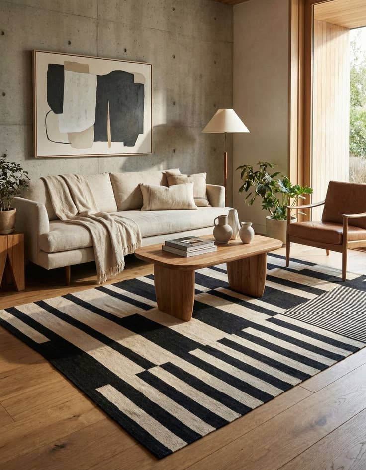 Detail image of 5' 8 x 7' 9  Hand Woven Kilim Modern Wool Rug