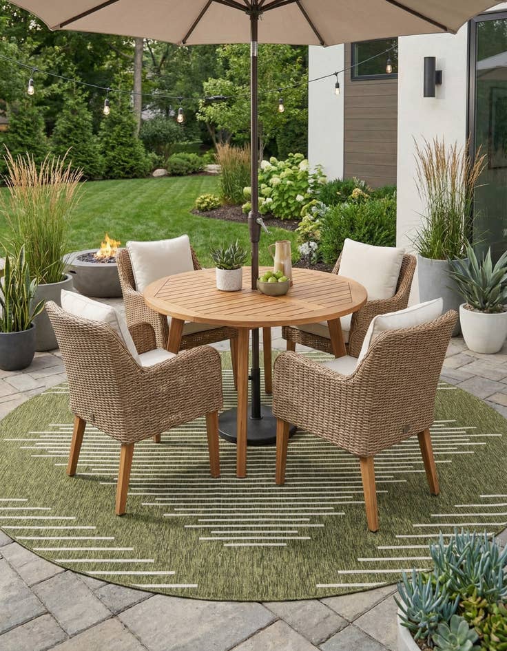 Detail image of 13' x 13'  Washable Modern Indoor / Outdoor Round Rug
