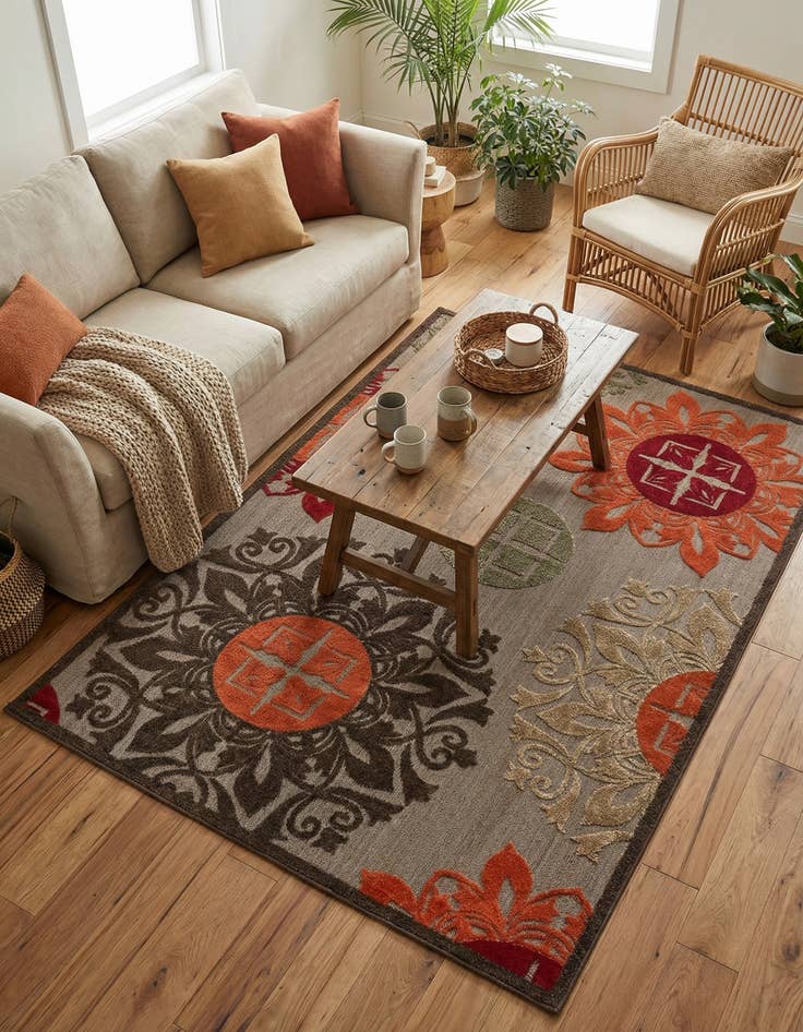 Detail image of  6' x 9'  Washable Modern Indoor / Outdoor Rug