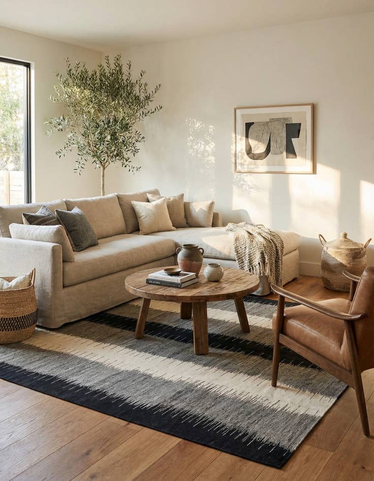 Detail image of 8' 5 x 9' 5  Hand Woven Kilim Modern Wool Rug