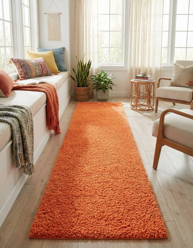 Detail image of  2' 7 x 16' 5 Solid Shag Runner Rug