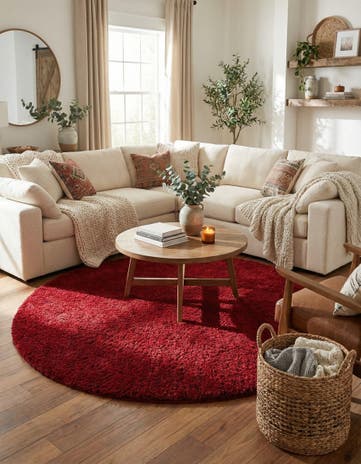 8' x 8' Solid Frieze Round Rug