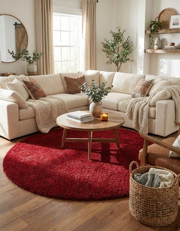 8' x 8' Solid Frieze Round Rug