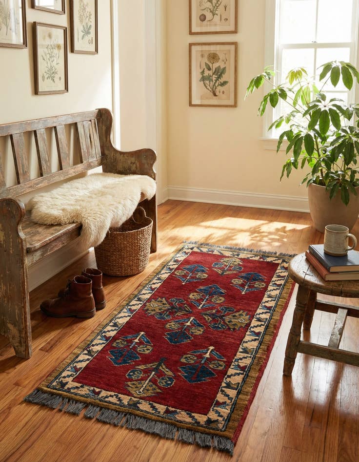 Detail image of  1' 11 x 3' 7  Hand Knotted Kazak Wool Rug