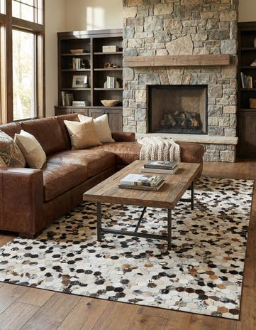 5' 1 x 8' Cowhide Leather Rug