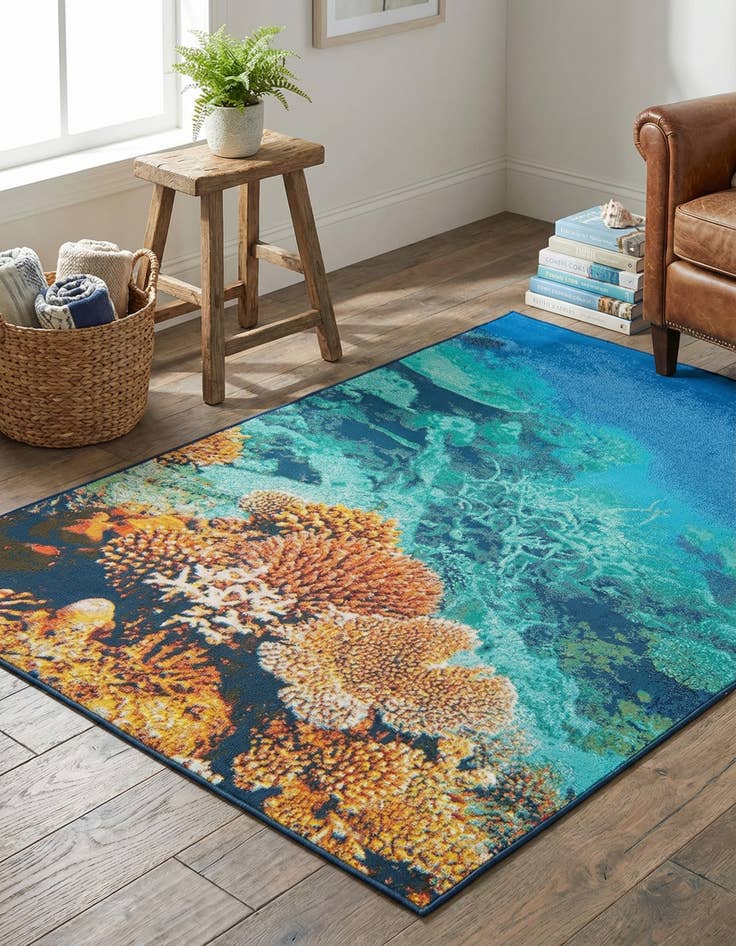 Detail image of  1' 4 x 1' 4  Washable Coastal Indoor / Outdoor Sample Rug