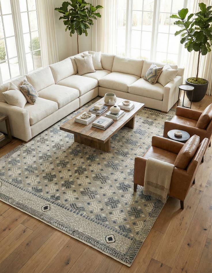 Detail image of 8' 10 x 12' 6  Hand Knotted Darya Wool Rug