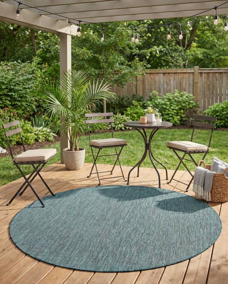 Detail image of 7' 10 x 7' 10 Easy-Clean Solid Indoor / Outdoor Round Rug