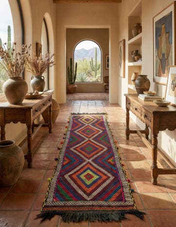 2' 3 x 8' 10 Hand Woven Kilim Fars Wool Runner Rug