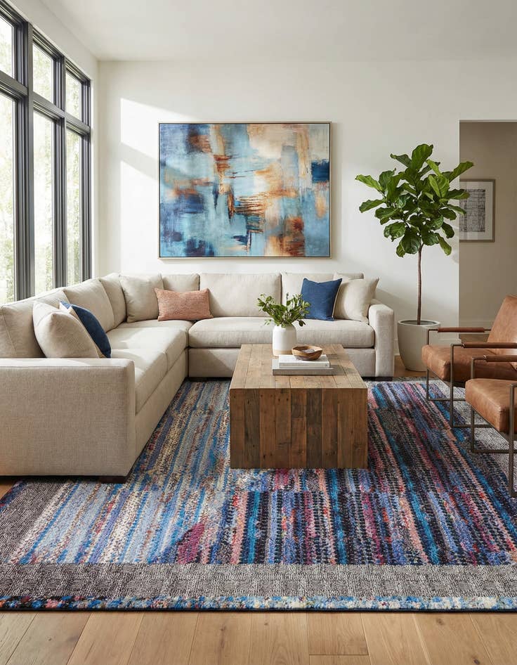 Detail image of  10' x 10'  Washable Modern Indoor / Outdoor Square Rug