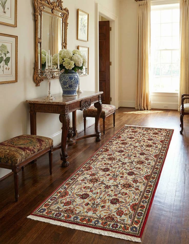 Detail image of 2' 7 x 6' 6  Hand Knotted Qom Persian Runner Rug