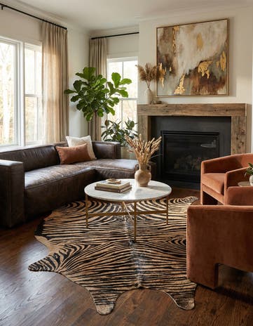6' x 7' 2 Cowhide Leather Freeform Rug