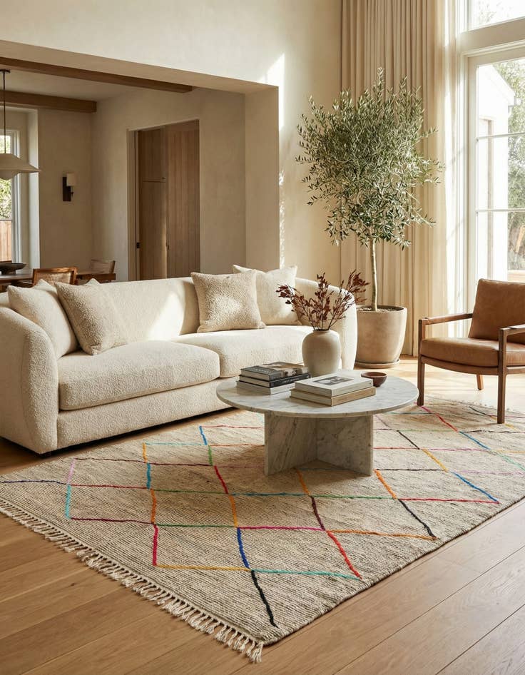 Detail image of 5' x 8'  Hand Knotted Moroccan Wool Rug