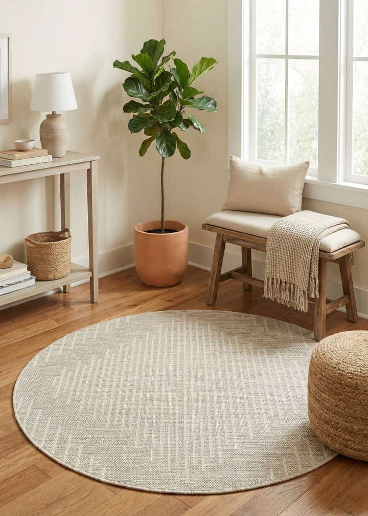 4' x 4' Easy-Clean Modern Indoor / Outdoor Round Rug