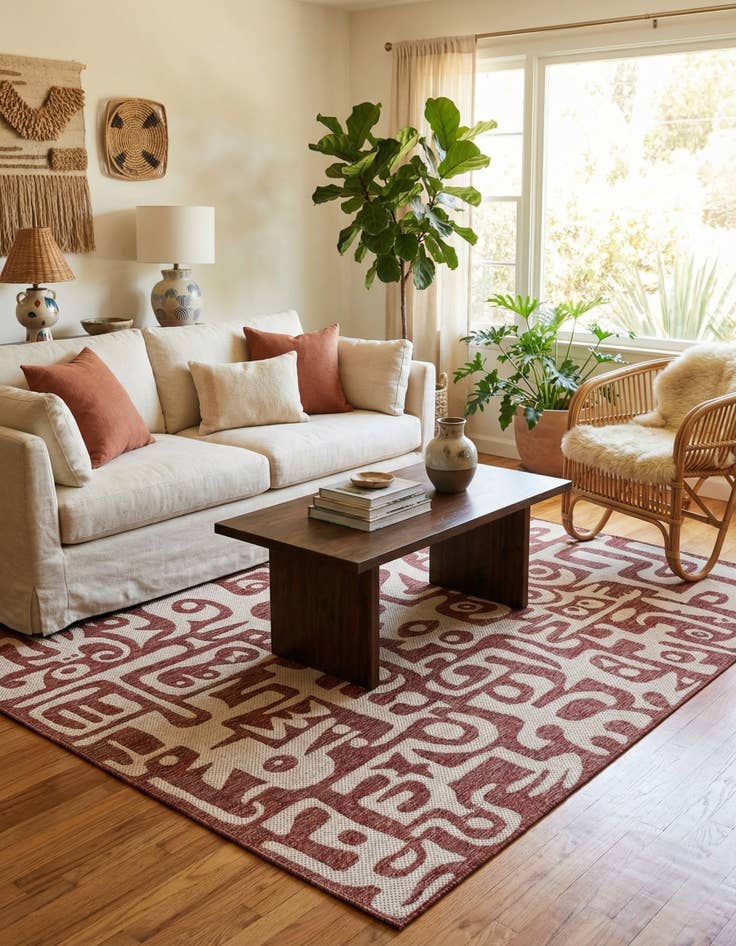 Detail image of  6' x 9'  Washable Modern Indoor / Outdoor Rug