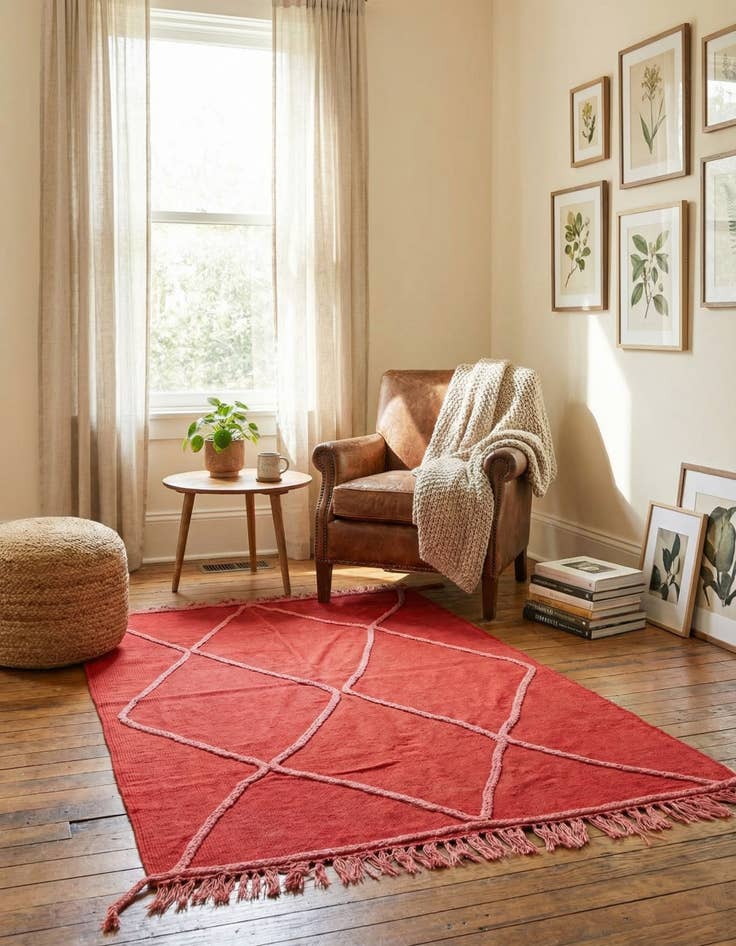 Detail image of 3' 5 x 4' 9  Hand Woven Kilim Modern Wool Rug