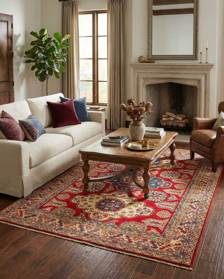 Detail image of 5' 2 x 6' 10 Hand Knotted Kazak Rug