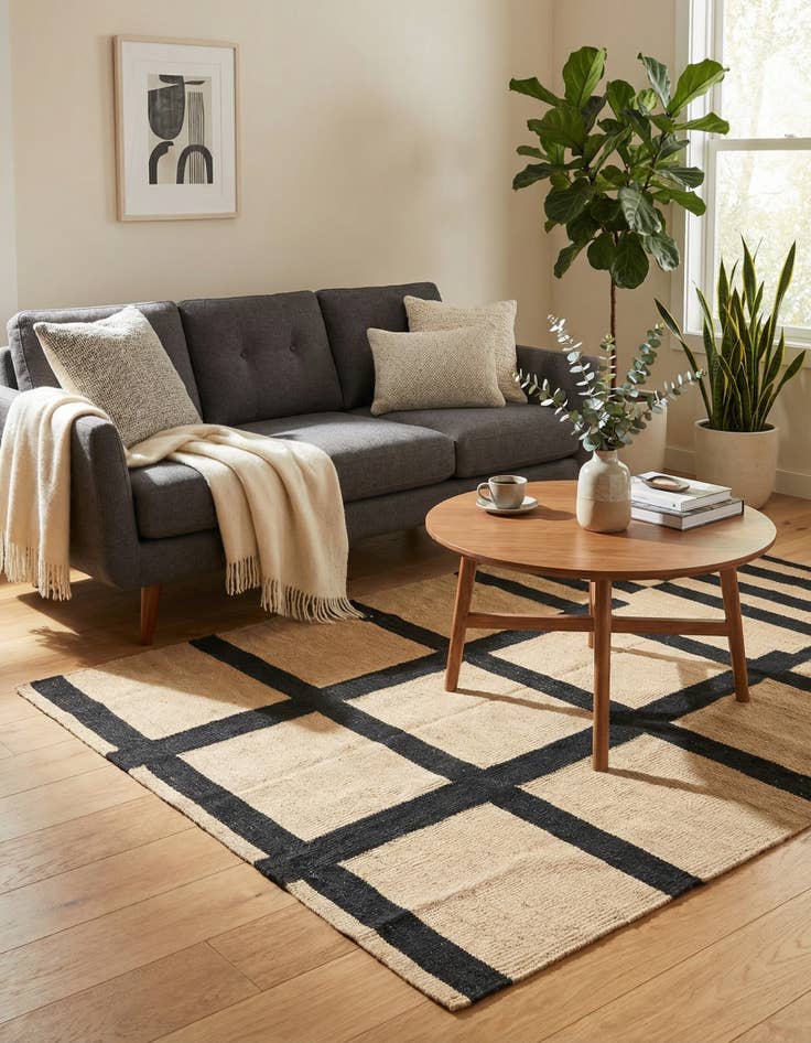 Detail image of 4' 1 x 5' 9  Hand Woven Kilim Modern Wool Rug