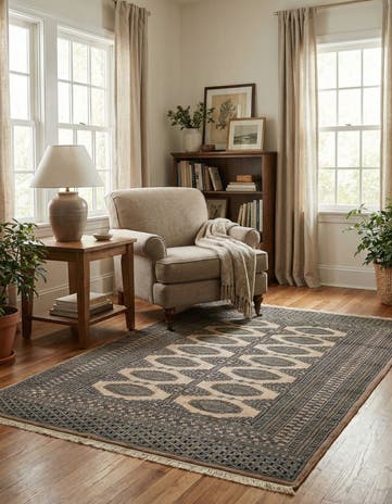 4' 3 x 6' 2 Hand Knotted Bokhara Oriental Wool Rug