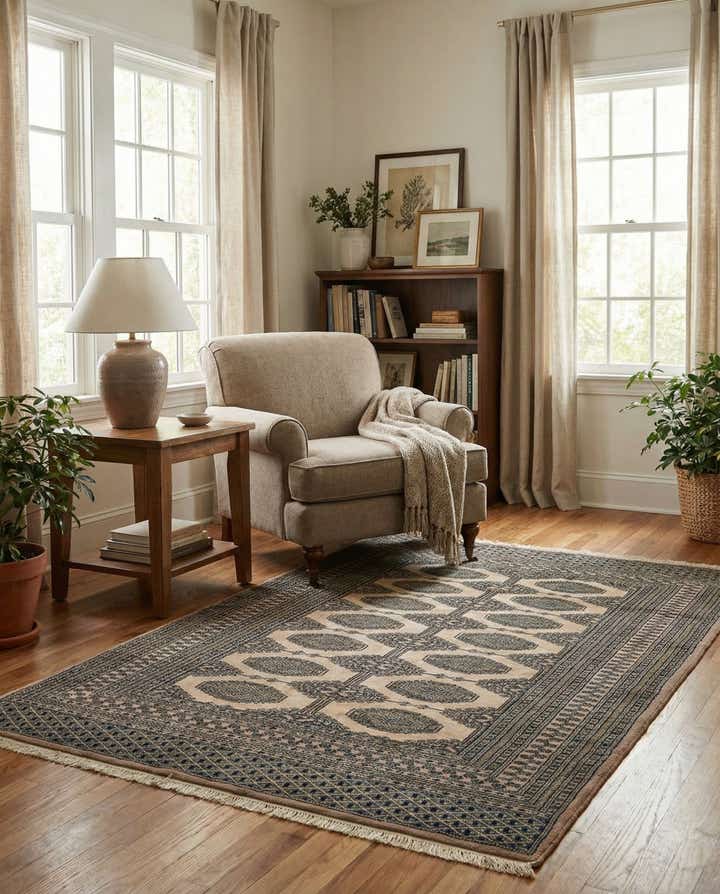 4' 3 x 6' 2 Hand Knotted Bokhara Oriental Wool Rug