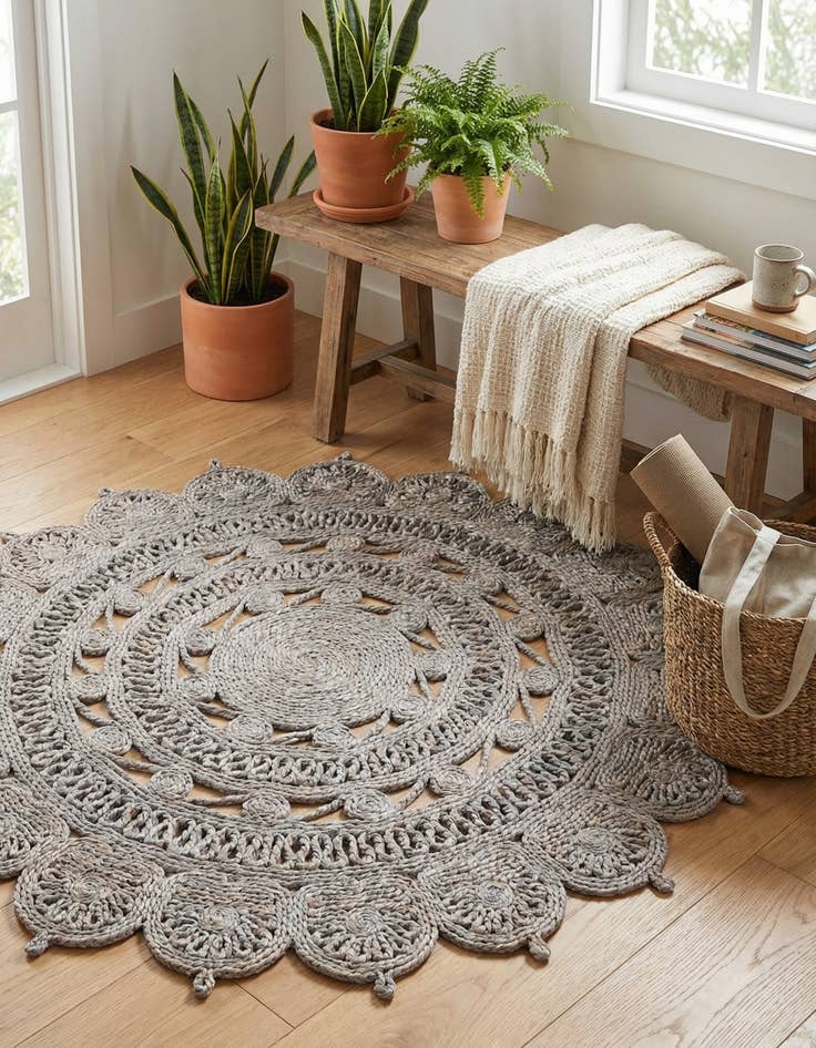 Detail image of 3' 1 x 3' 1  Hand Braided Jute Round Rug
