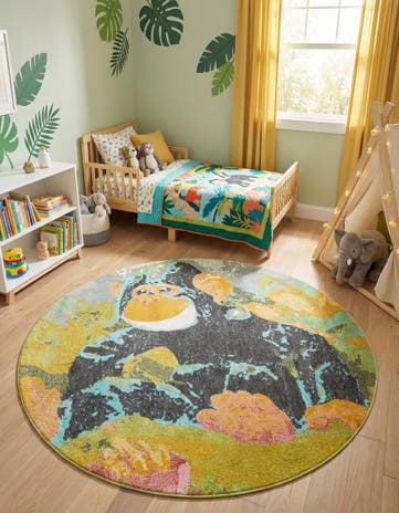 6' 1 x 6' 1 Gorilla Whimsy Kids Round Rug