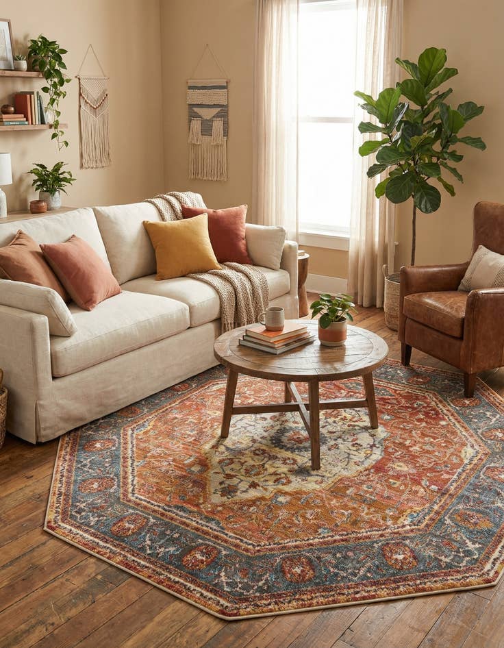 Detail image of  5' 3 x 5' 3 Santiago Octagon Rug