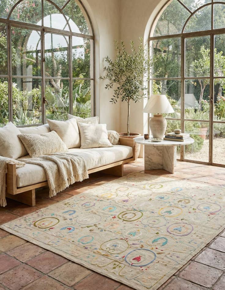 Detail image of 6' x 7' 8  Hand Woven Kilim Suzani Wool Rug