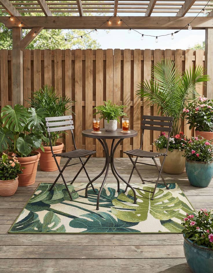 Detail image of 2' x 3'  Washable Botanical Indoor / Outdoor Rug