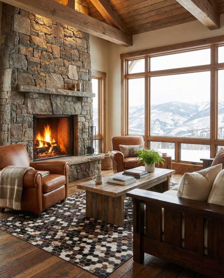 5' 1 x 7' 9 Cowhide Leather Rug