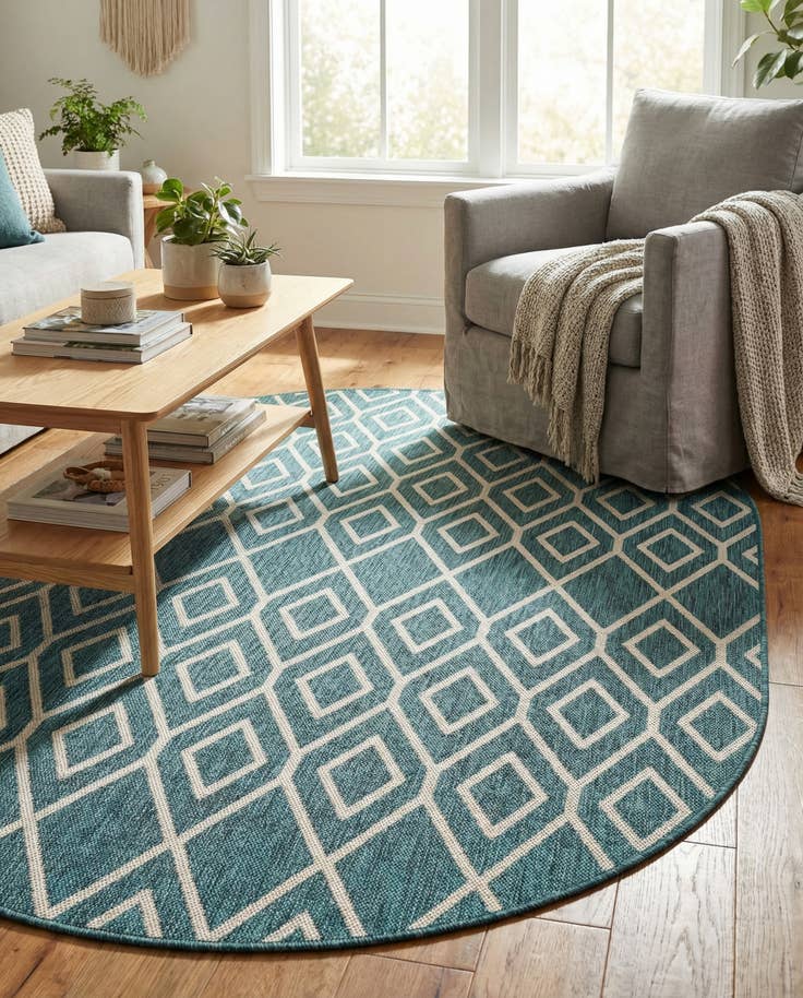 Detail image of 5' 3 x 8' Easy-Clean Jill Zarin Turks and Caicos Indoor / Outdoor Oval Rug