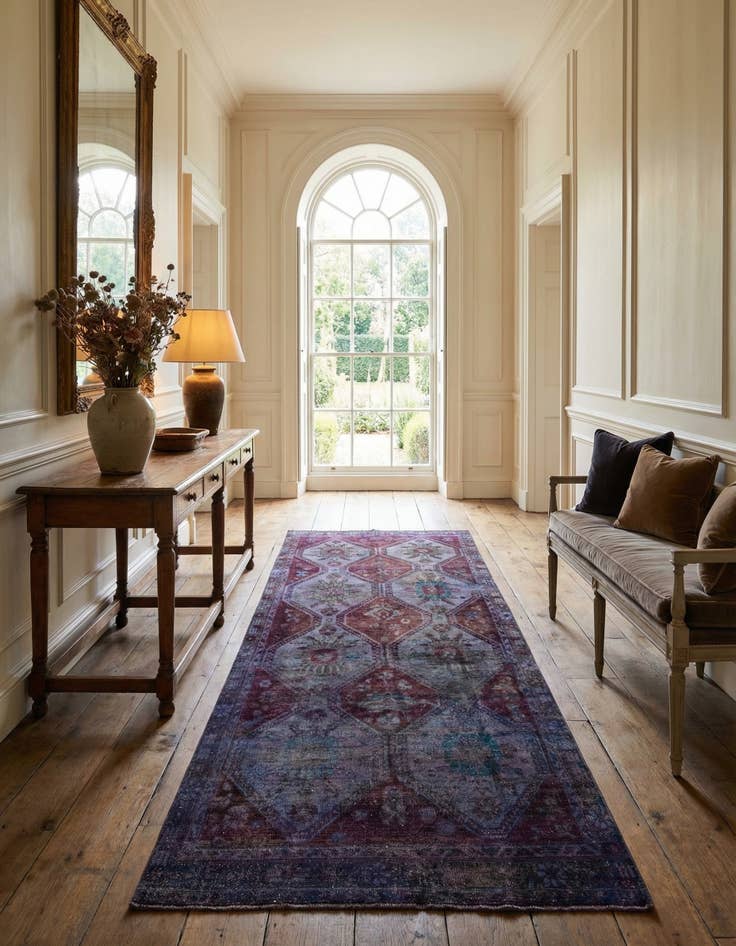 Detail image of 4' 9 x 12' 1  Hand Knotted Ultra Vintage Persian Wool Runner Rug